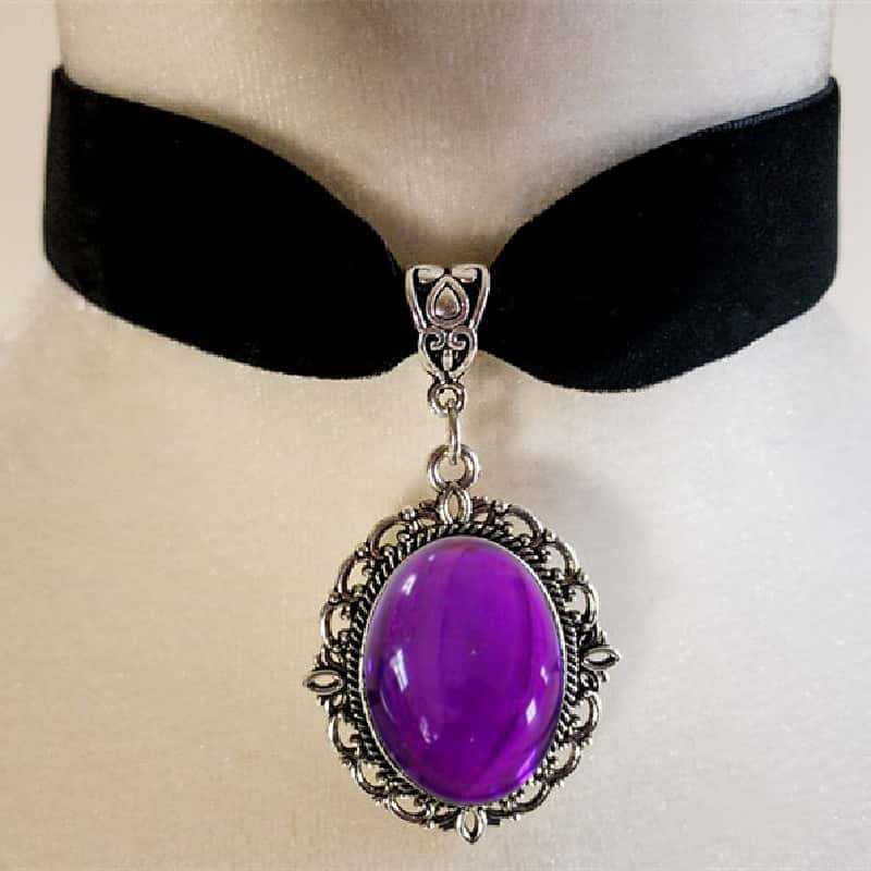 Women'S Victorian Accessories - Колье с каплями воды фиолетового камеи,