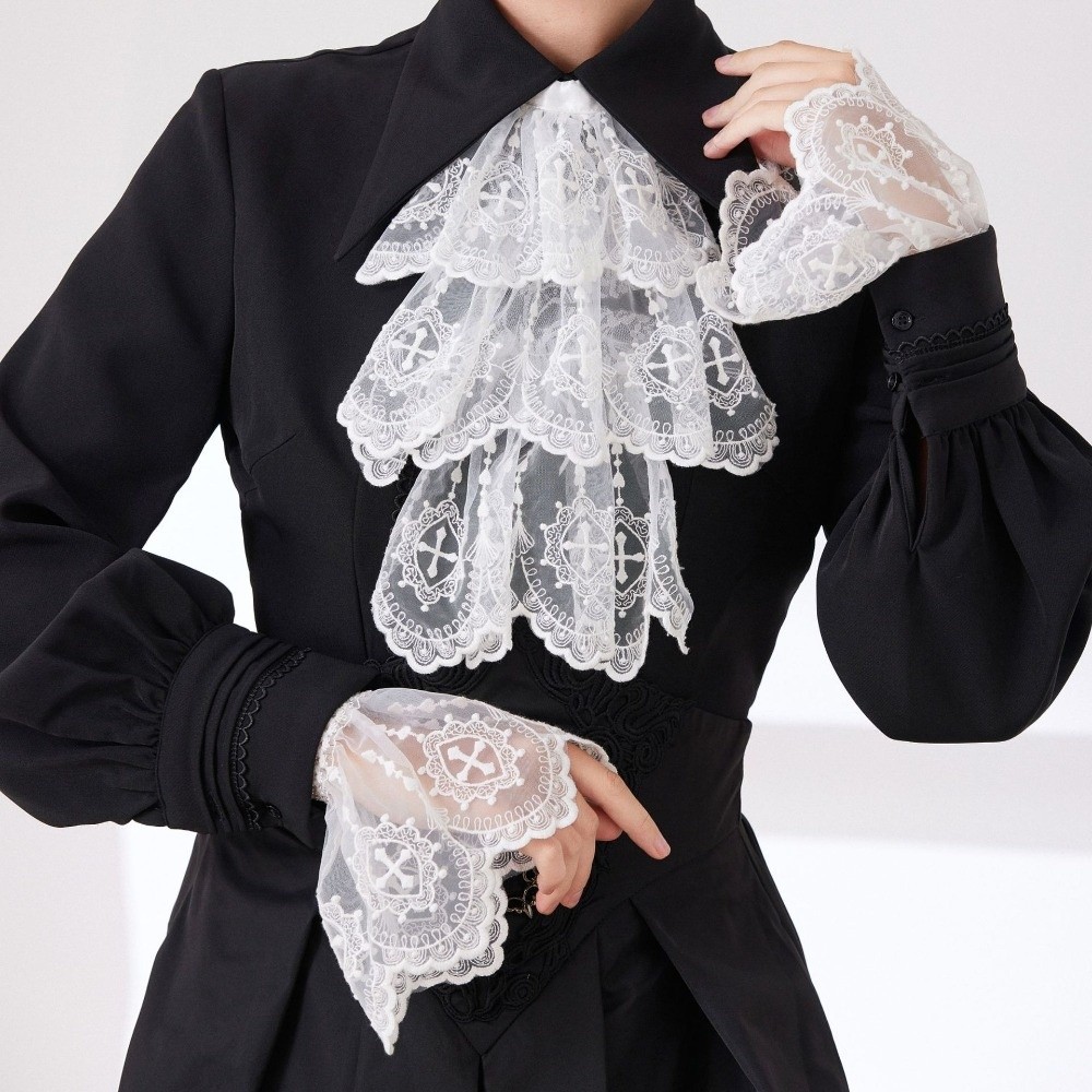 Women'S Victorian Accessories - Кружевной воротник-жабо в викторианском стиле, белый